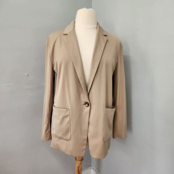Lou & Grey Notched Lapel Long Sleeve One Button Blazer Camel Size Large - Picture 1 of 10